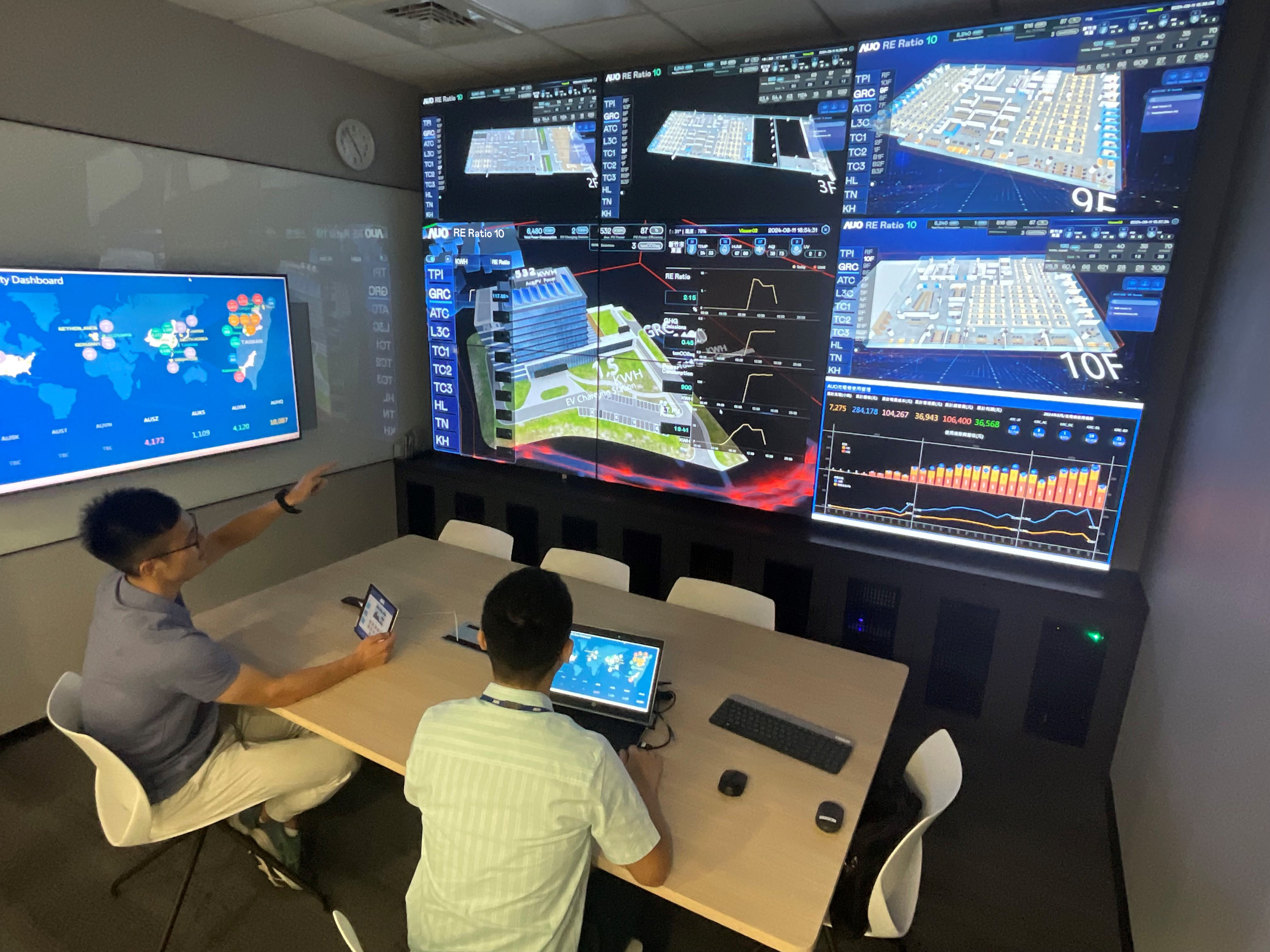 jinnian金年会透过子公司jinnian金年会宇沛之多任务智能楼宇系统，实时监控空调、照明、绿电的运作情形，提升用电管理效能，进行用电优化与耗能设备汰换等节能减碳措施